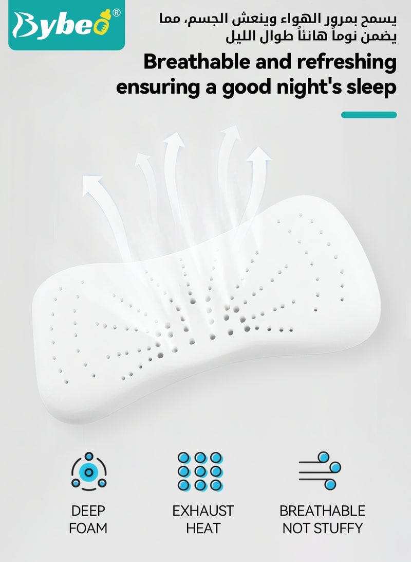 Bybeo Toddler Pillow for Sleeping, Kids Pillows with Ergonomic Spine-Protective Design, Toddler Head Support Pillow, for 2-6 Years Children Boys and Girls, Upgraded Hydrophilic Cotton - Image 3